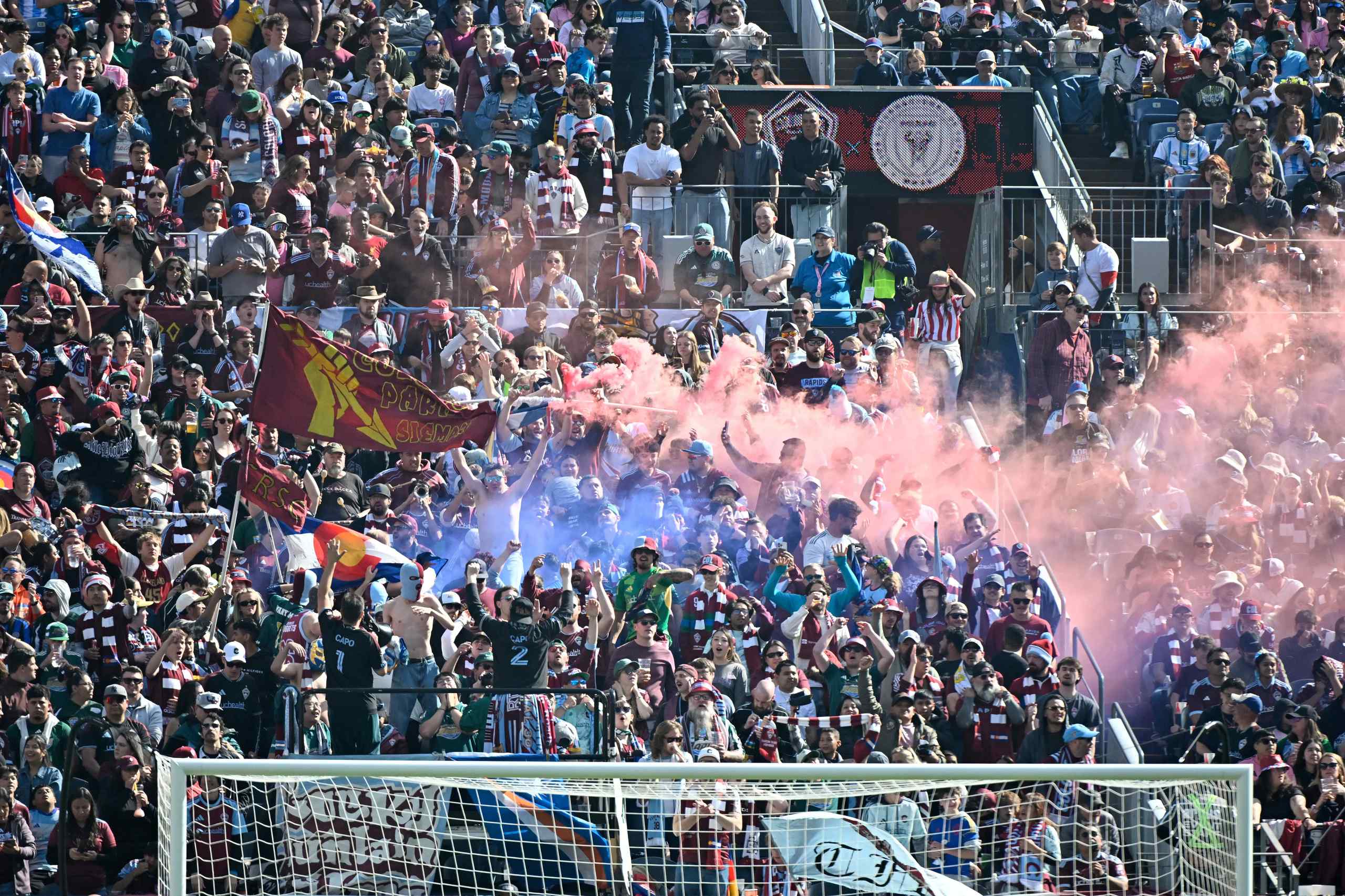 The crown cheering at an MLS game featuring the Colorado Rapids